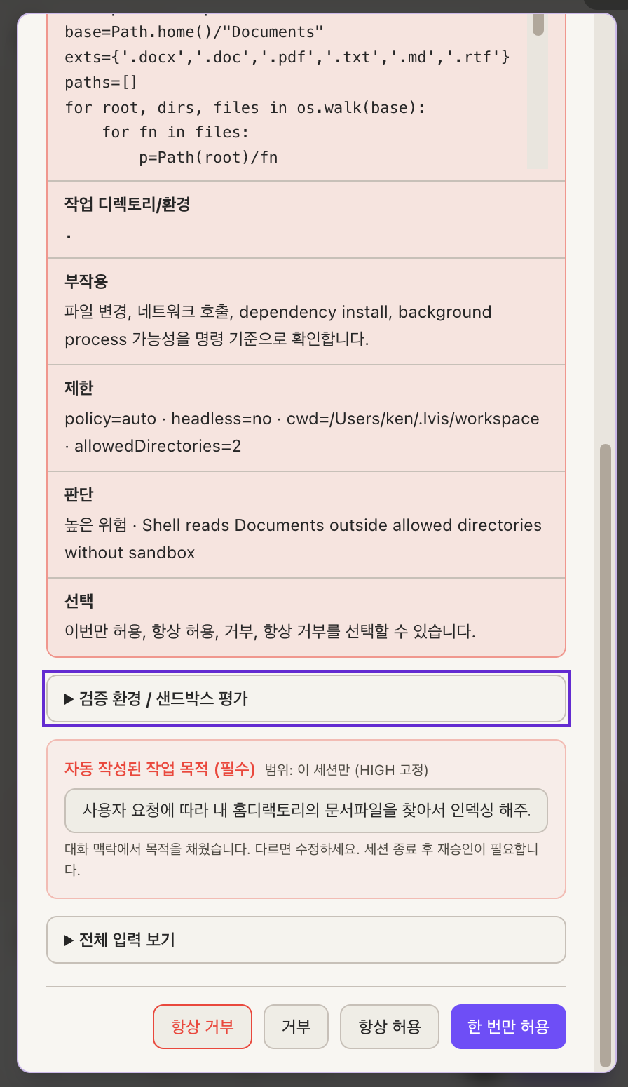 위험도 기반 자동/수동 승인 분기